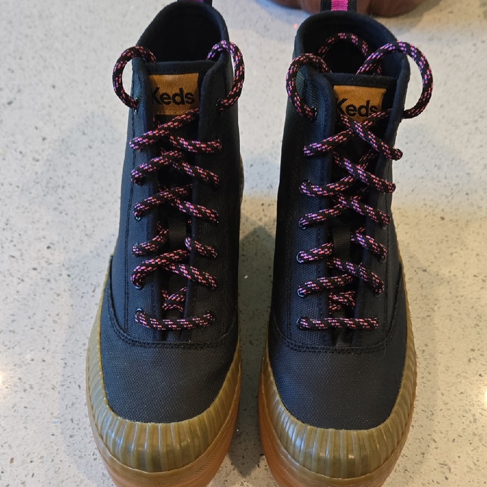 Keds Black High-Tops with Brown Soles